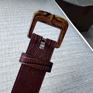 J McLaughlin XL Catriona Brown Embossed Leather Belt